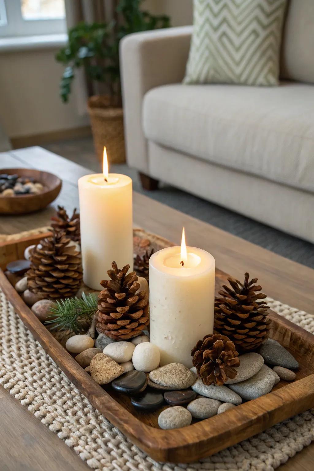 A countryside tray display introduces nature's allure.
