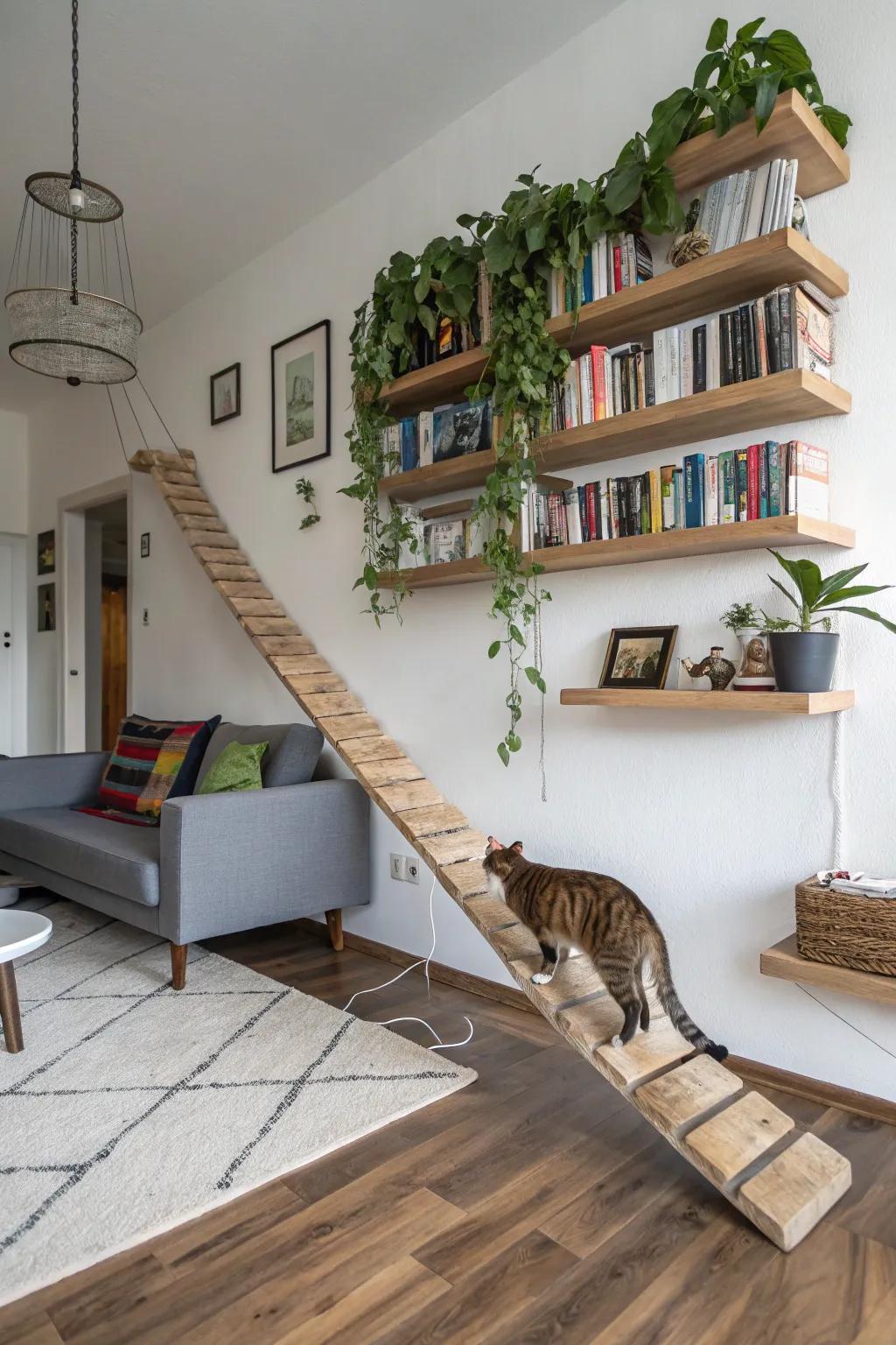 Bridges and walkways offer a graceful passage for your feline companion.