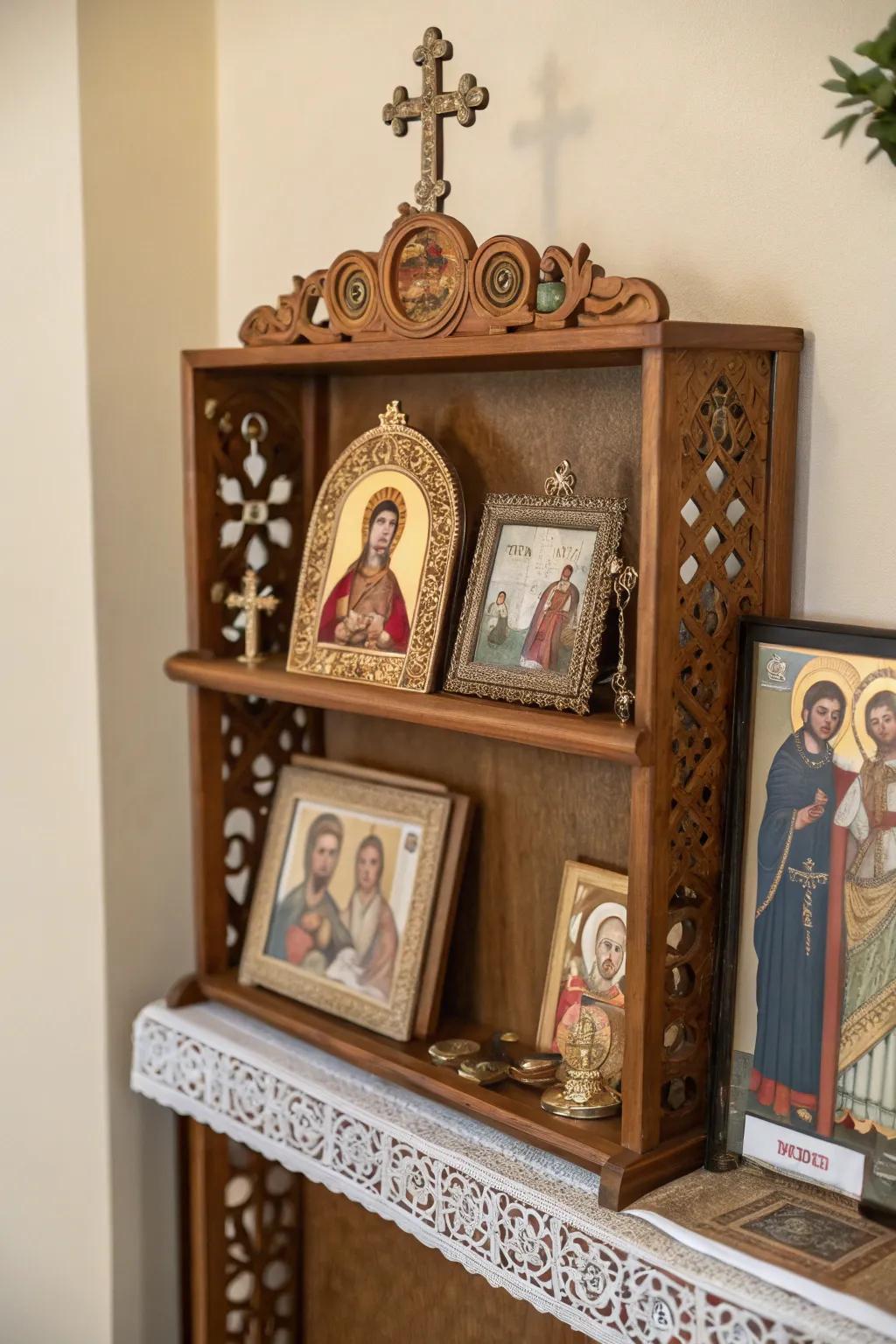 Sacred icons enhance your reflective area by adding significant depth and historical feel.