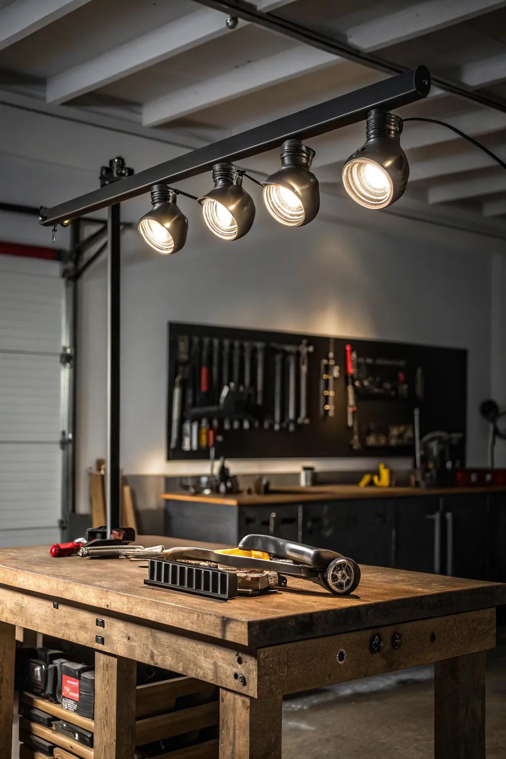 Illuminate your workspace with sophistication: Transform shadowy areas into bustling havens using directed illumination.