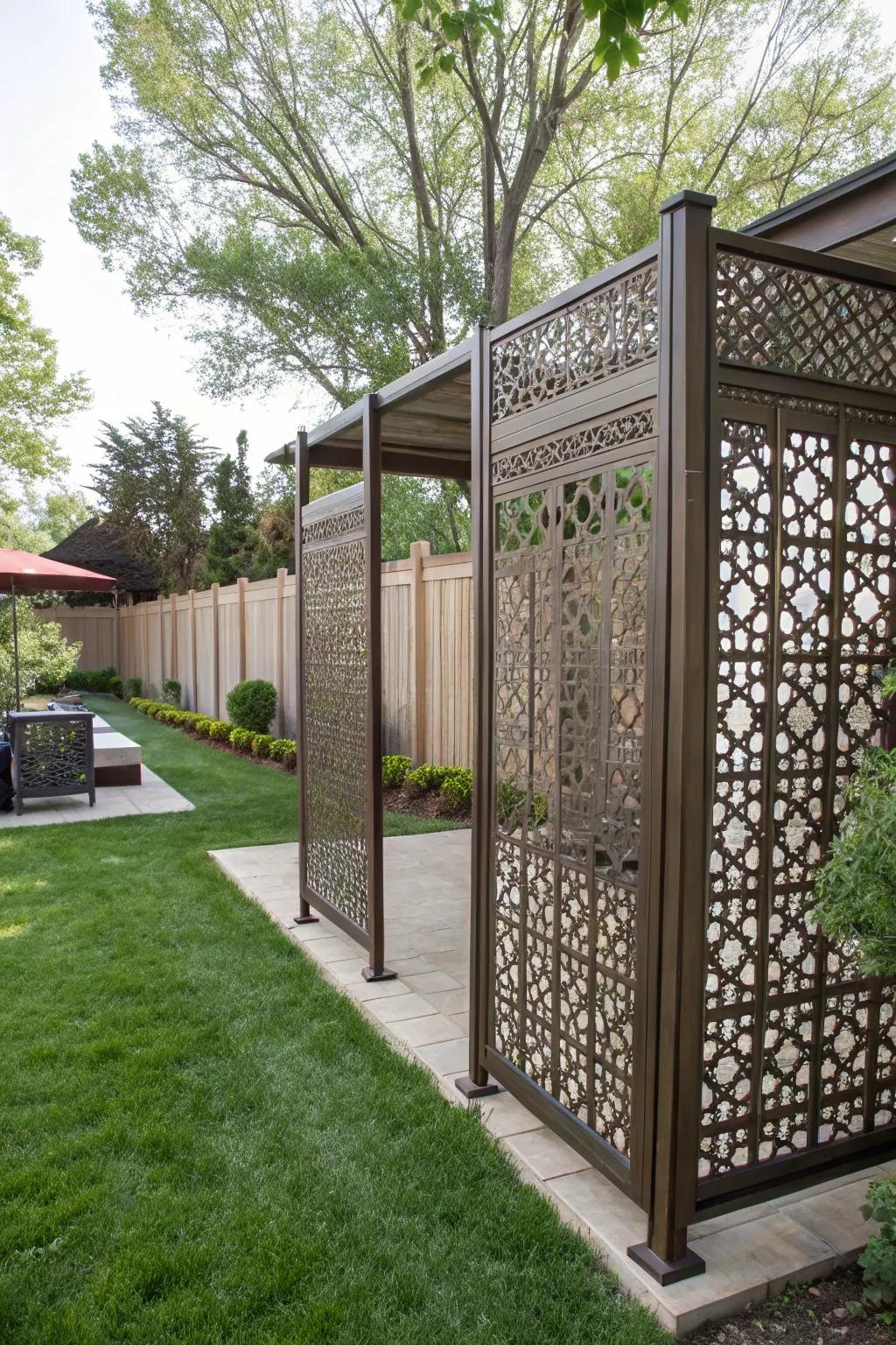 Seclusion dividers contribute flair while preserving your precinct’s privacy.