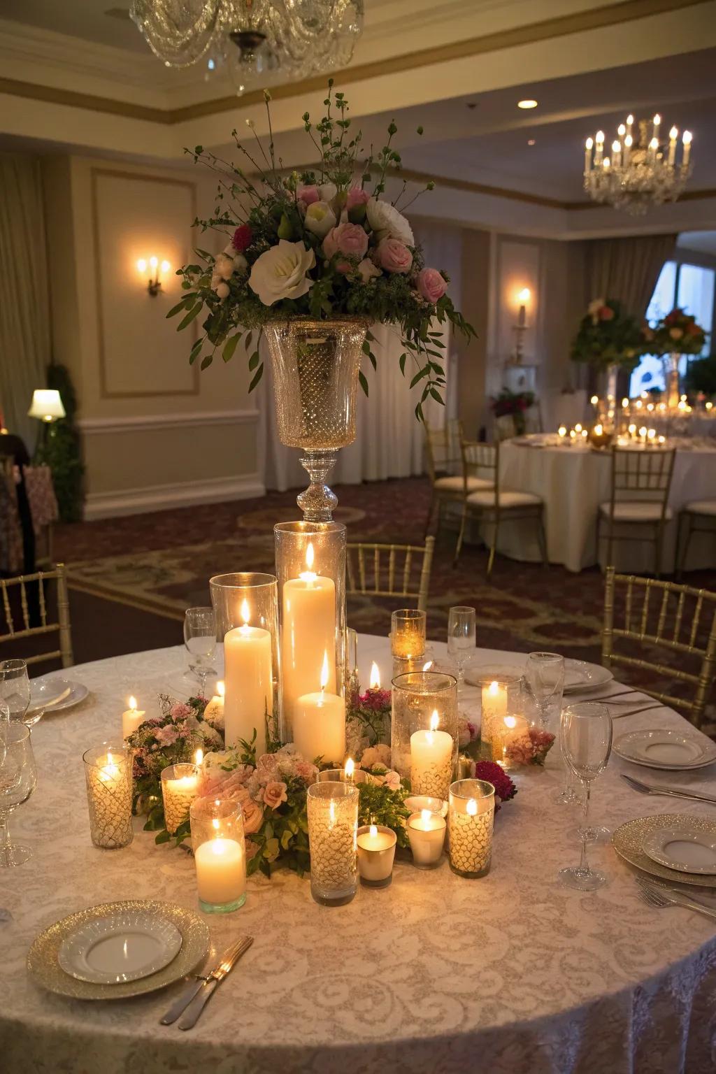 Tapers of differing dimensions contribute warmth and allure.