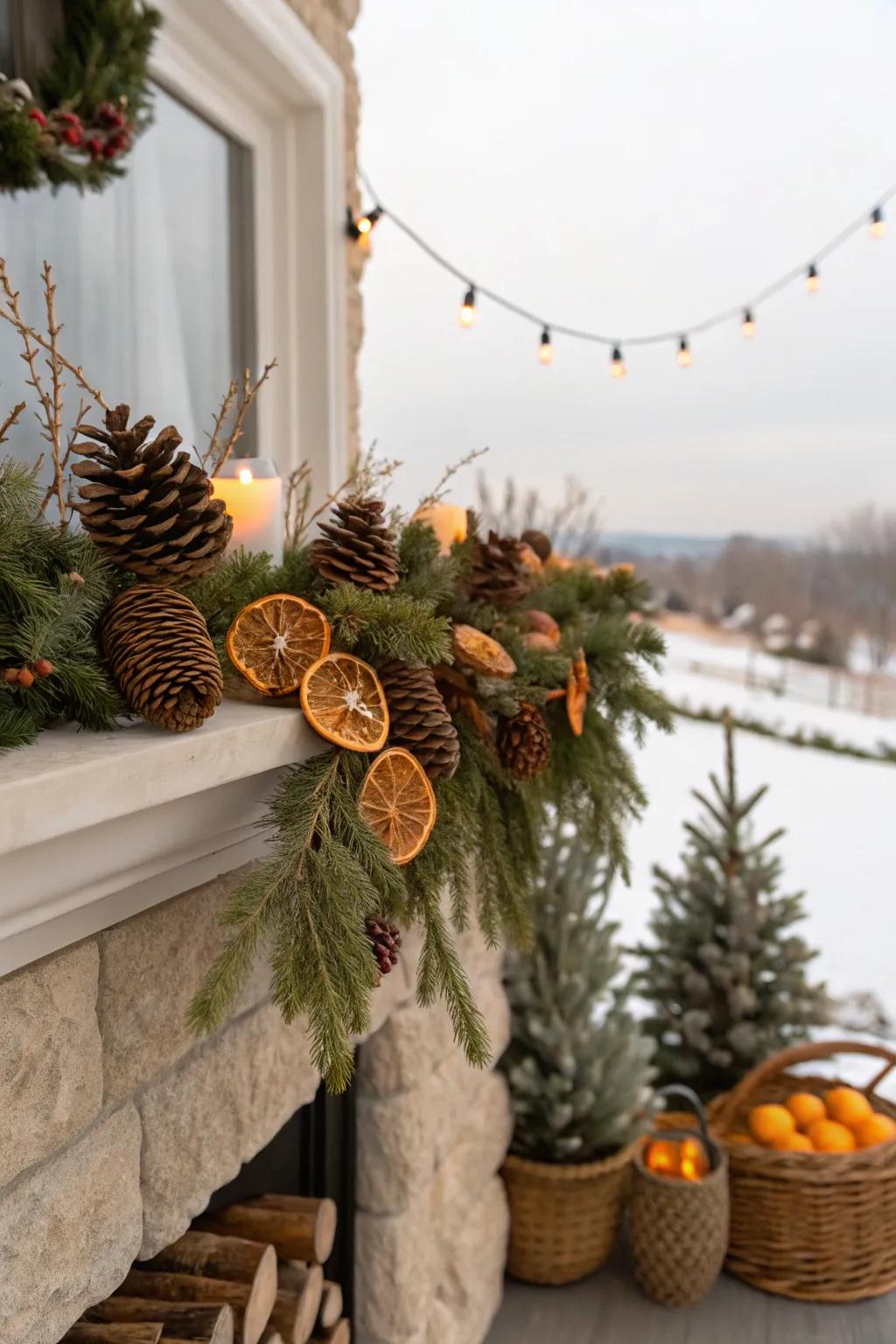 Country Christmas ornamentation transports the charm of nature inside.