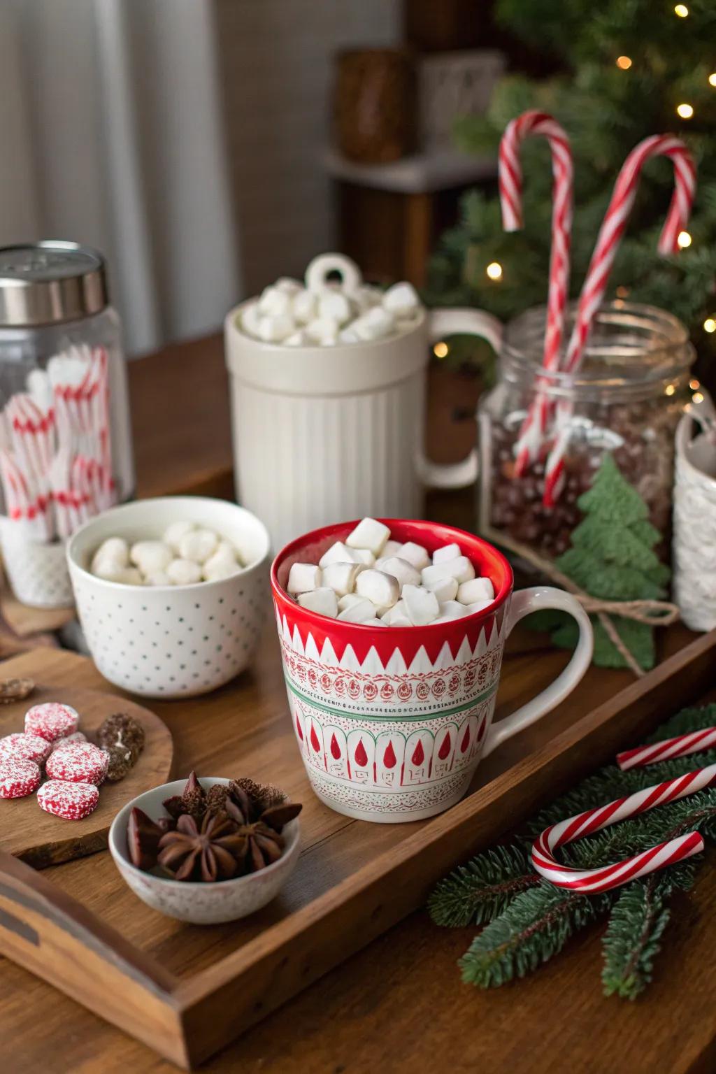 Indulge your guests with an inviting and festive hot cocoa station.