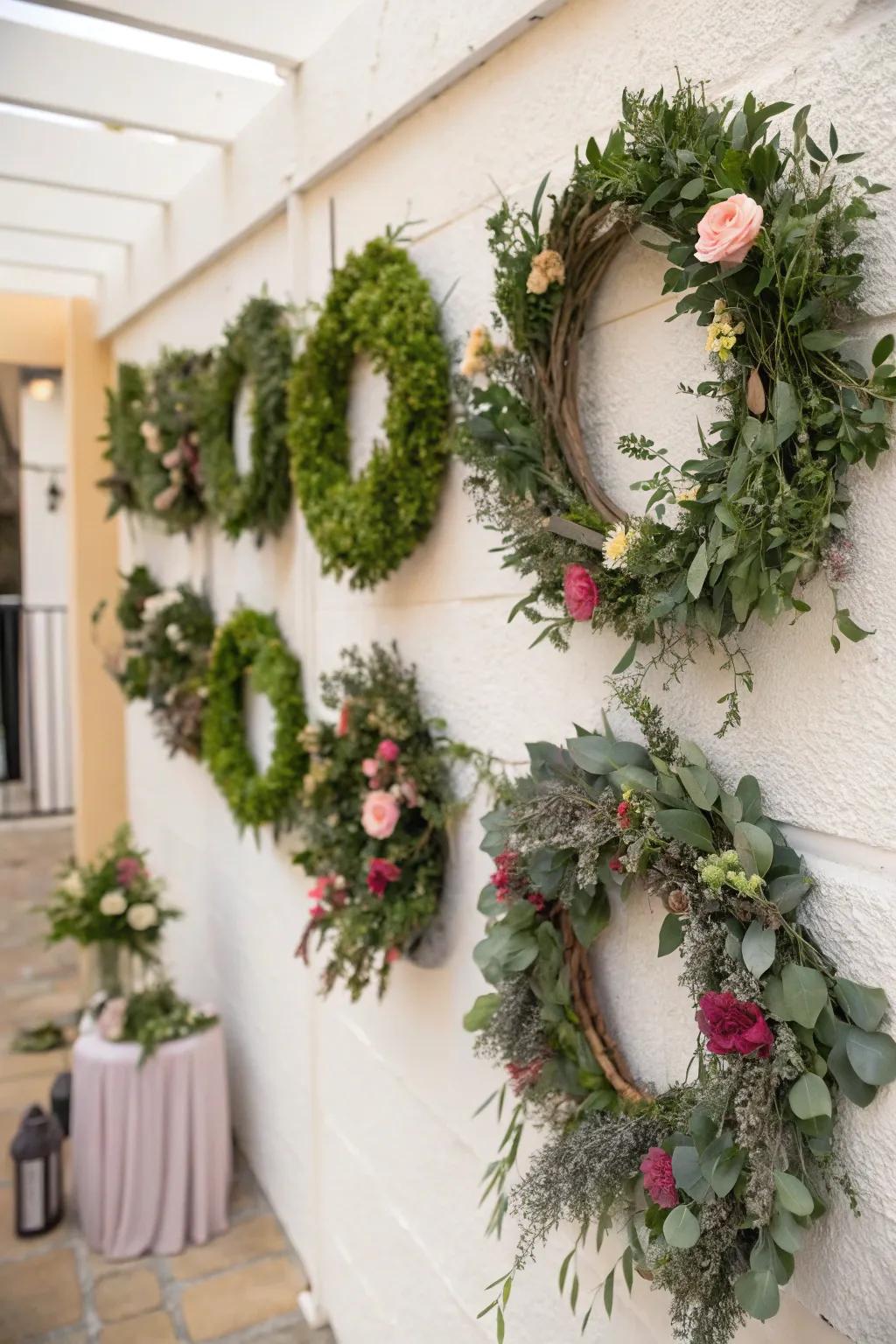 An elegant configuration of petite floral rings, enhancing the sophistication of any wall.