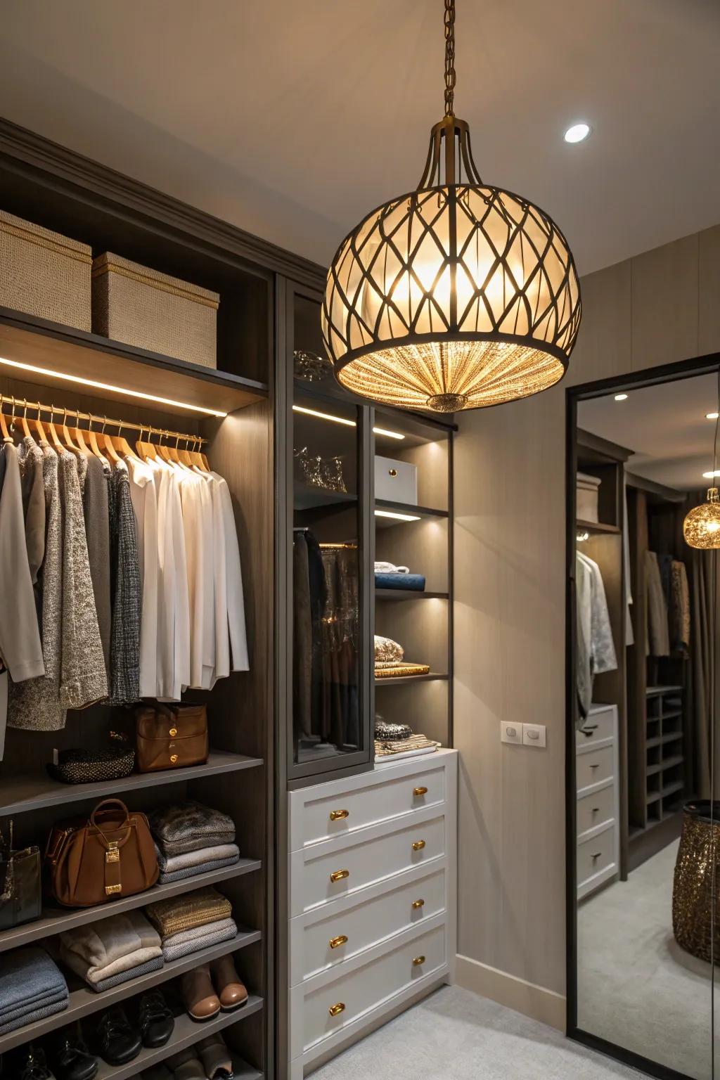 Hanging lights enhance both the appeal and practicality of your closet space.