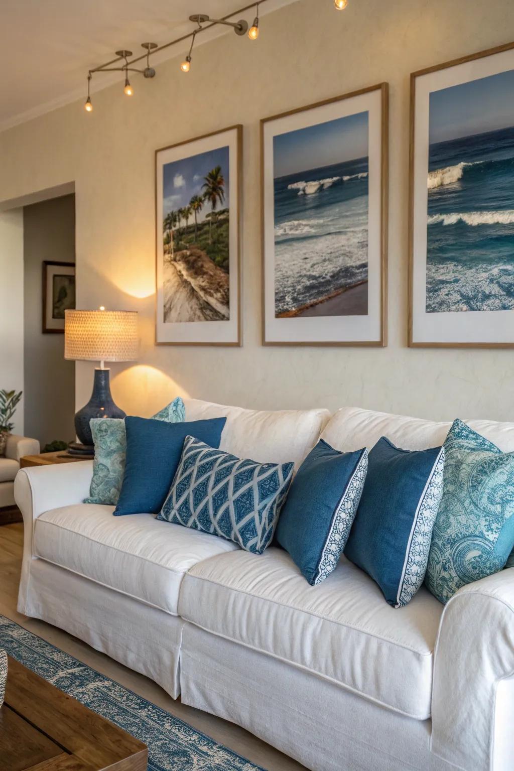 Sea-inspired hues deliver a refreshing coastal accent.