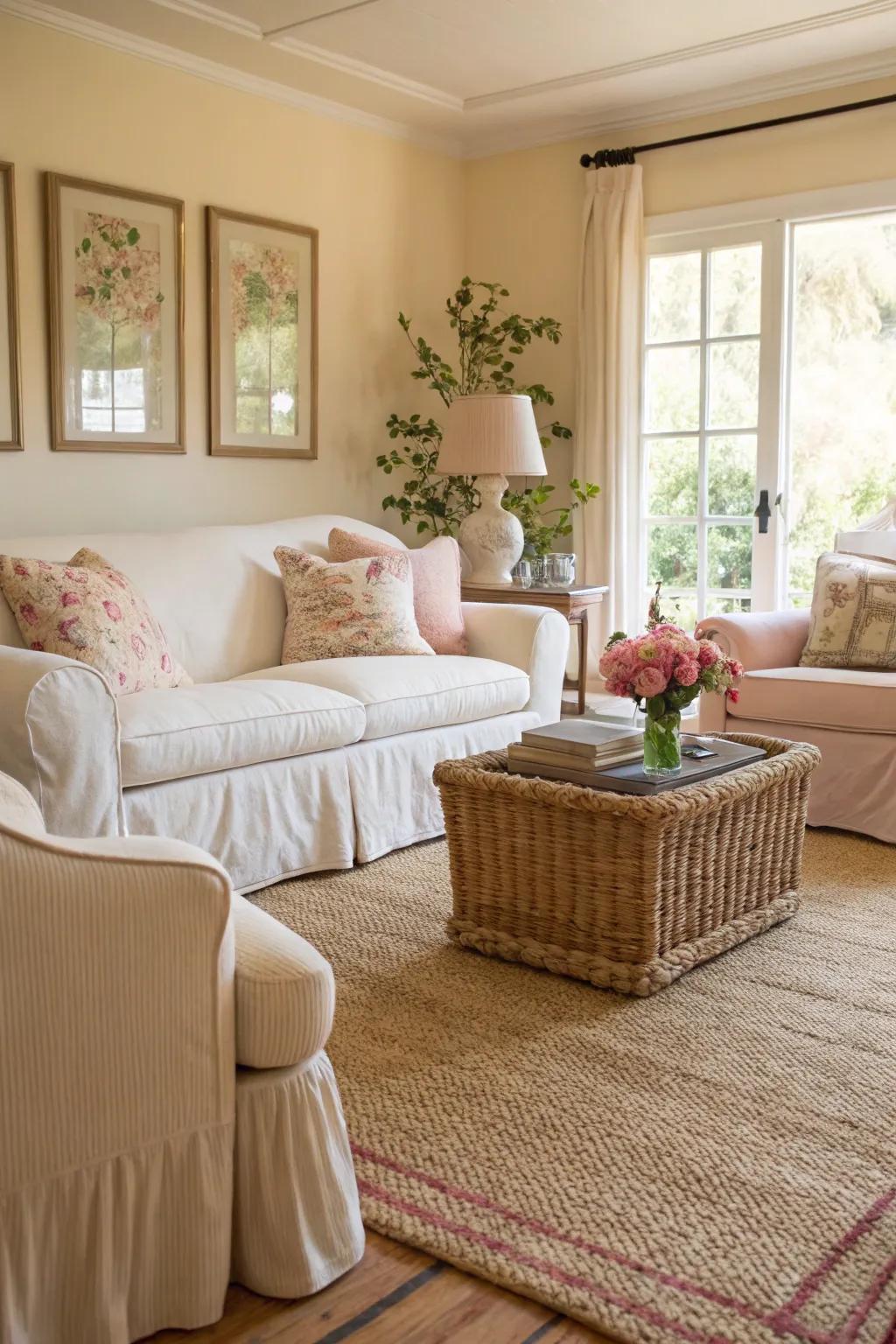 Natural textures offer warmth to a coastal area.