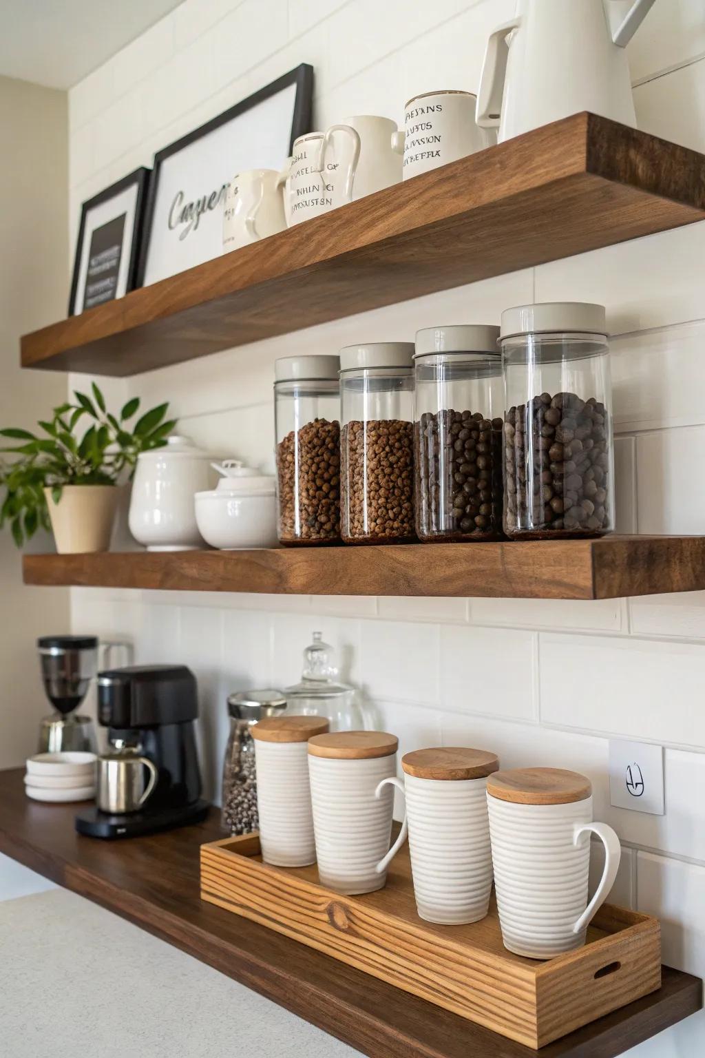 Suspended racks for a useful and stylish display.