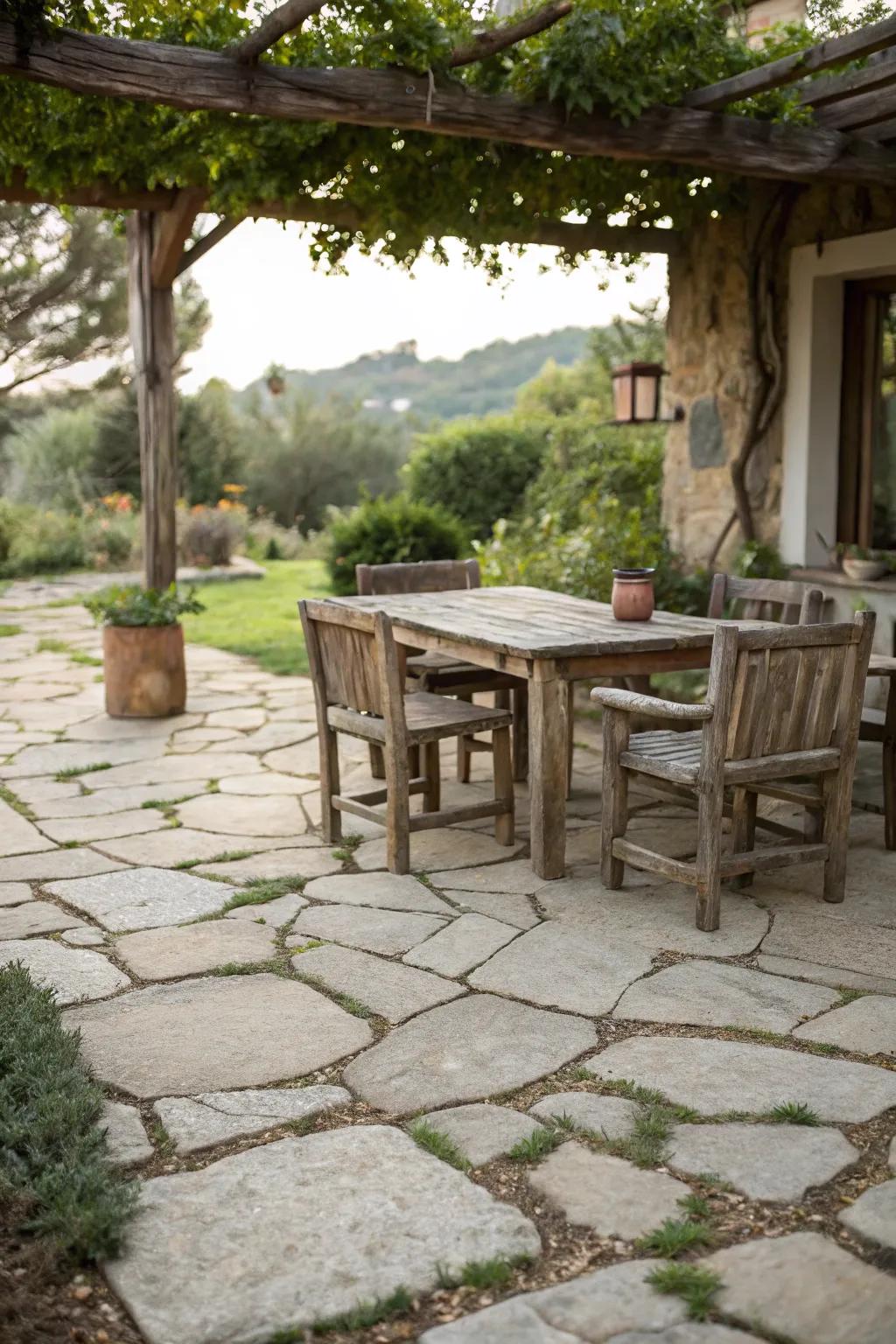 Achieve a rustic feel with flagstone-inspired pavers.
