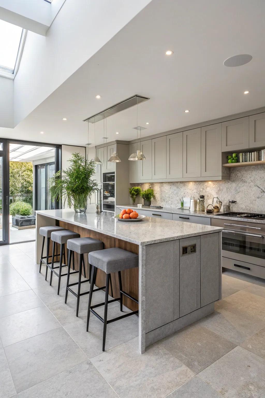 A central island provides usefulness and flair in a modern kitchen.