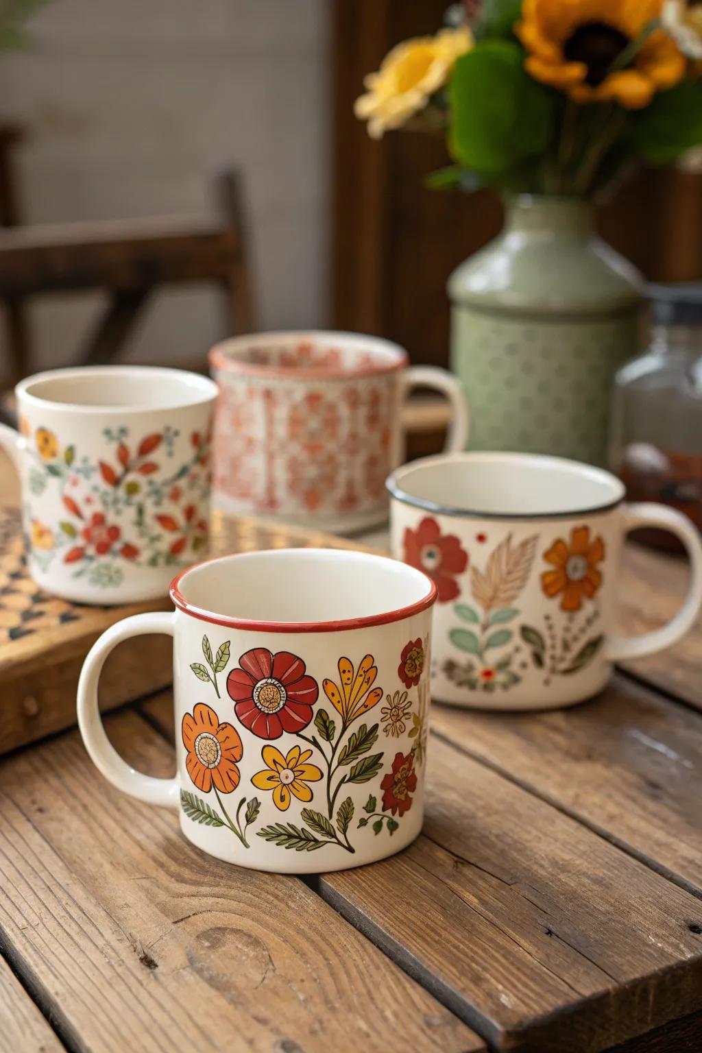 Relish a soothing cup of tea with period-inspired stoneware cups.