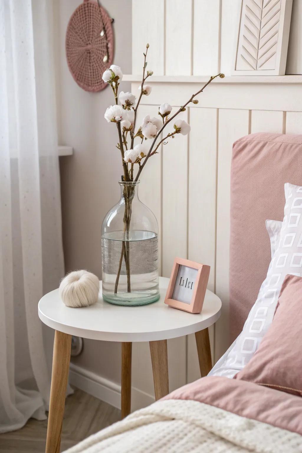 Minimalist elegance captured in a solitary cotton stem.