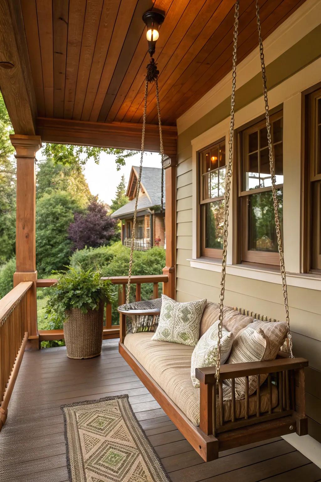 A swinging addition for a peaceful porch experience.