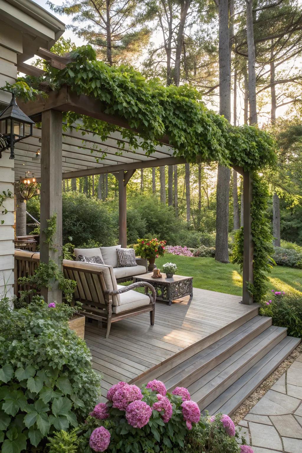 A pergola brings charm and utility to any deck augmentation.