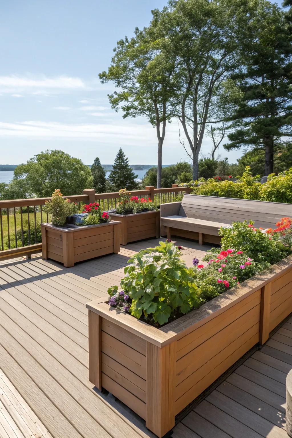 A unified deck design displaying harmonizing components.