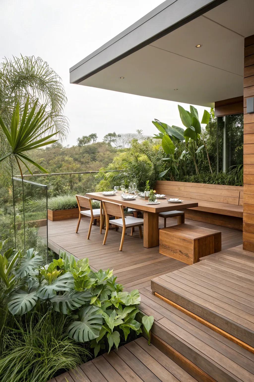 Integrated seating enhances aesthetic appeal and practicality.