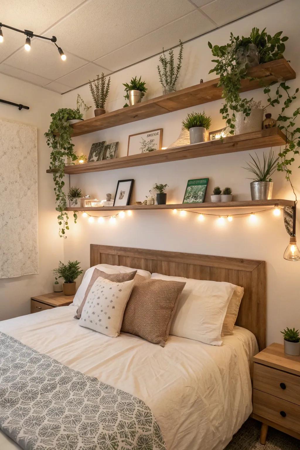 Wall-mounted shelves deliver an adaptable and dynamic decor solution.