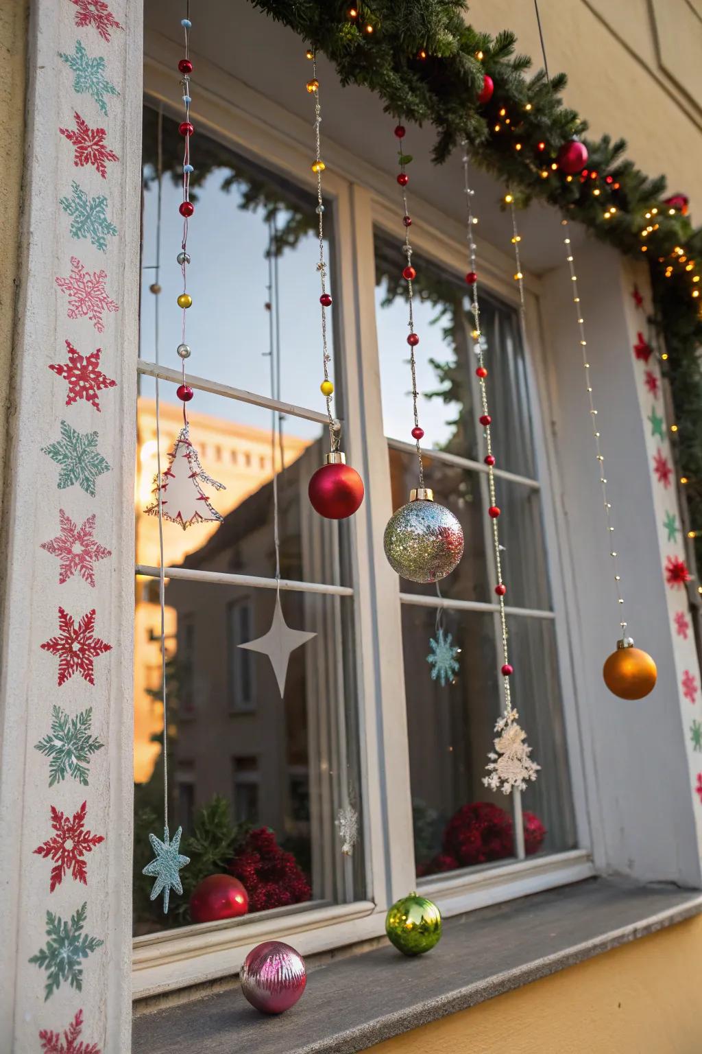 Ornaments add charm and seasonal flair to your windows.