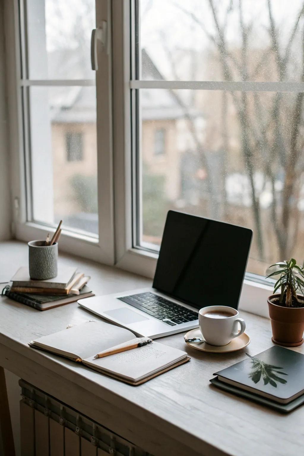 A minimalist desk arrangement ensures a clean and distraction-free workspace.