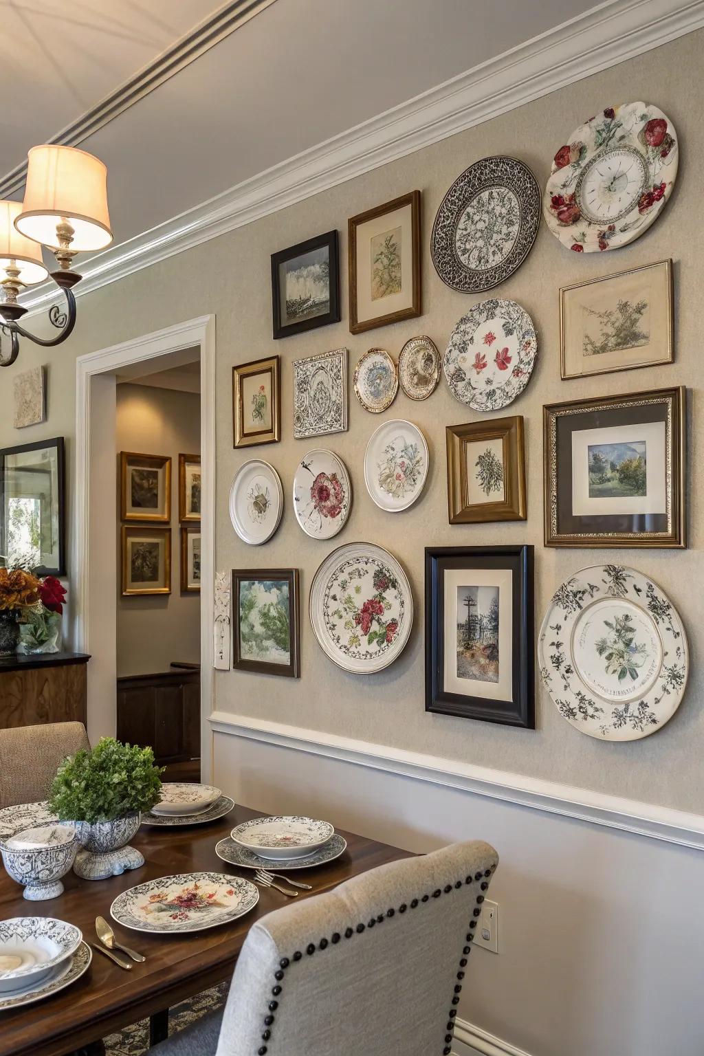 Unite plates with artistic creations to conceive a singular gallery-esque wall.