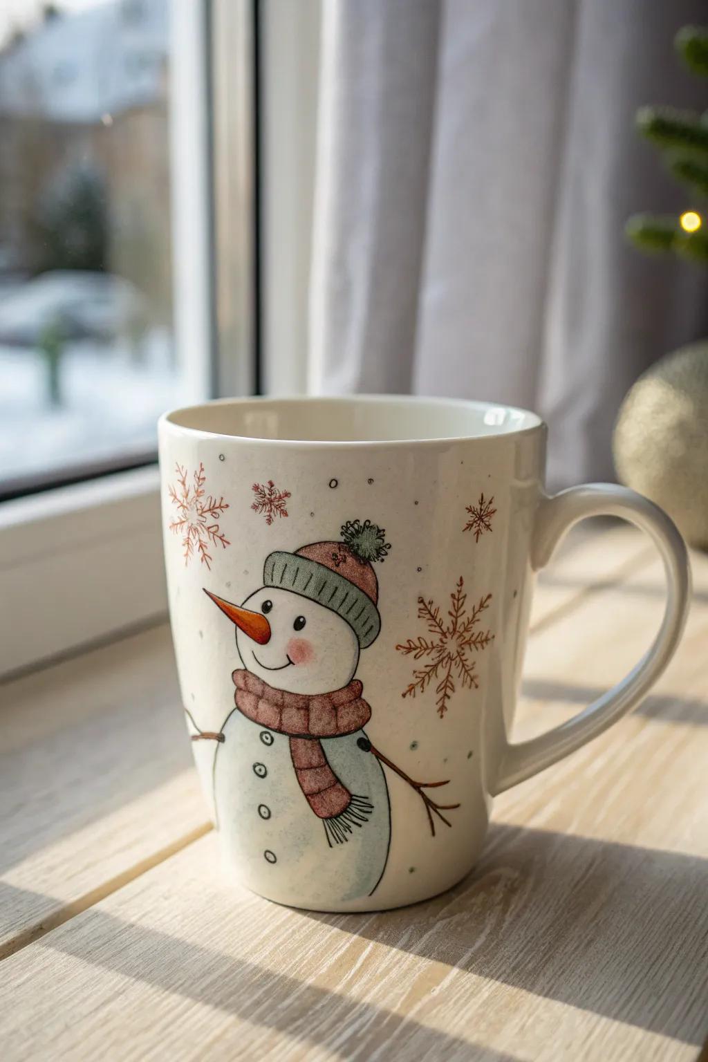 Warm your spirit with a custom-made snowman mug, ideal for those comforting winter moments. ❄️☕️