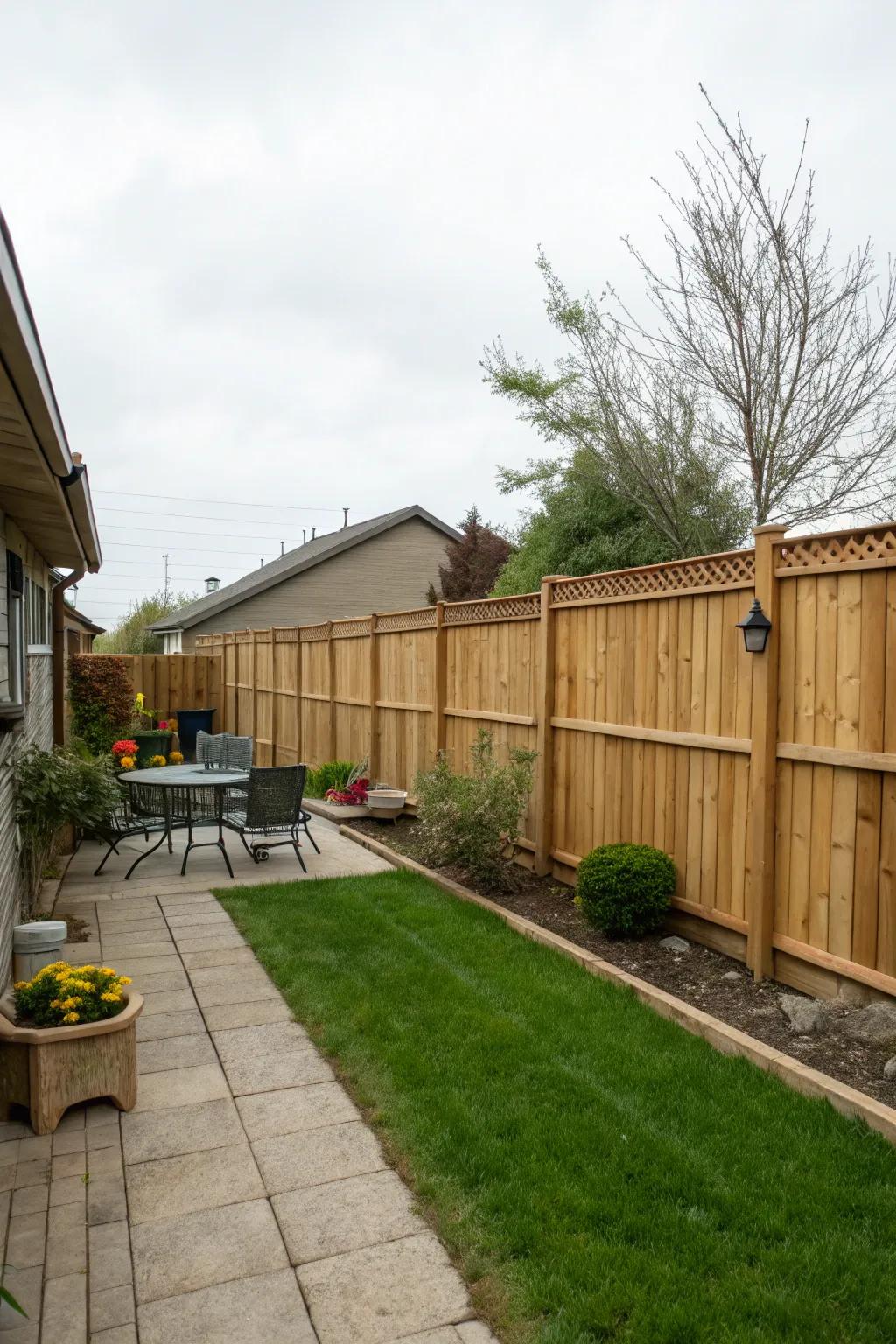 A sturdy wood barrier establishing a private and secure area for your dog.