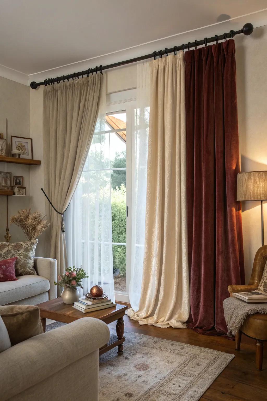 Velvet and linen combine for a lavish, tactile impression.