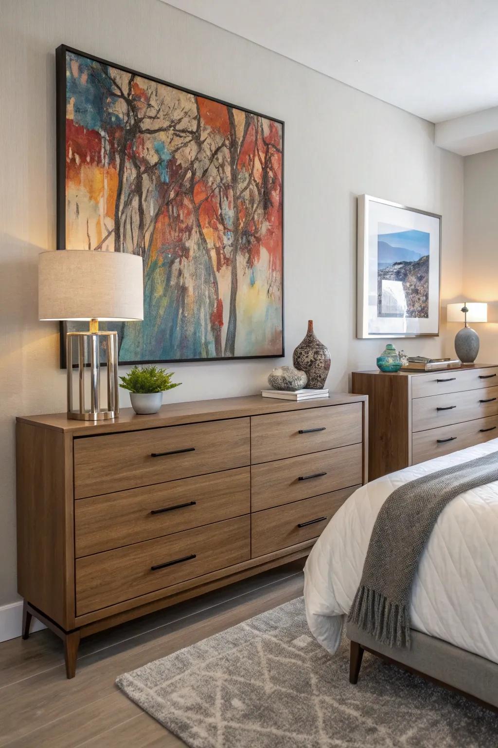 Fine art transforms your dresser into an exhibition.