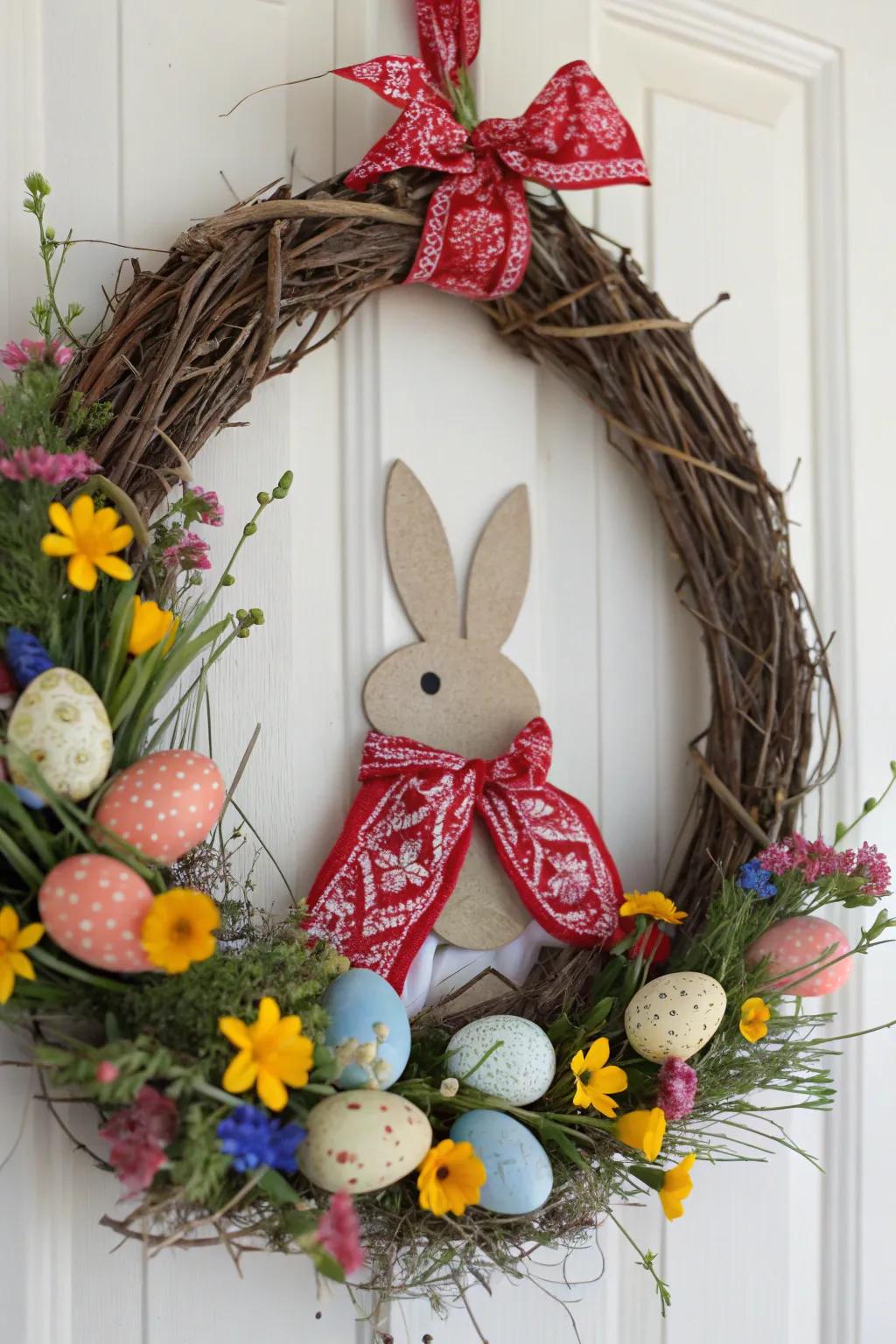 Celebrate the allure of Easter with a free-spirited, folk-inspired rabbit wreath!