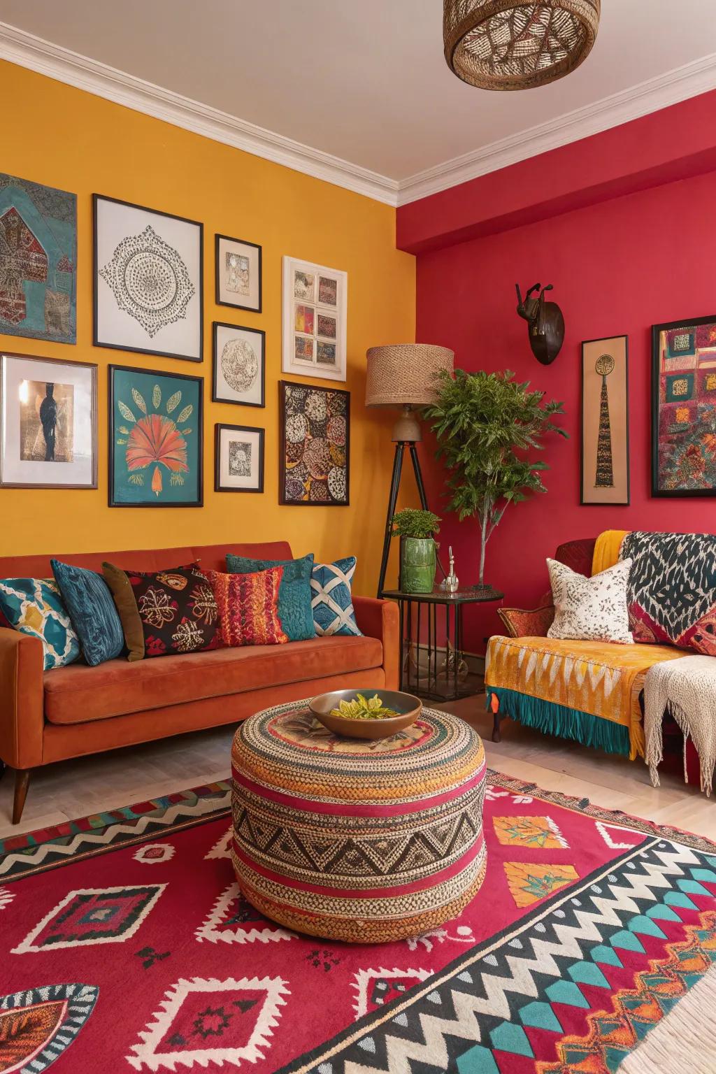 Strong colors breathe life into this eclectic design.