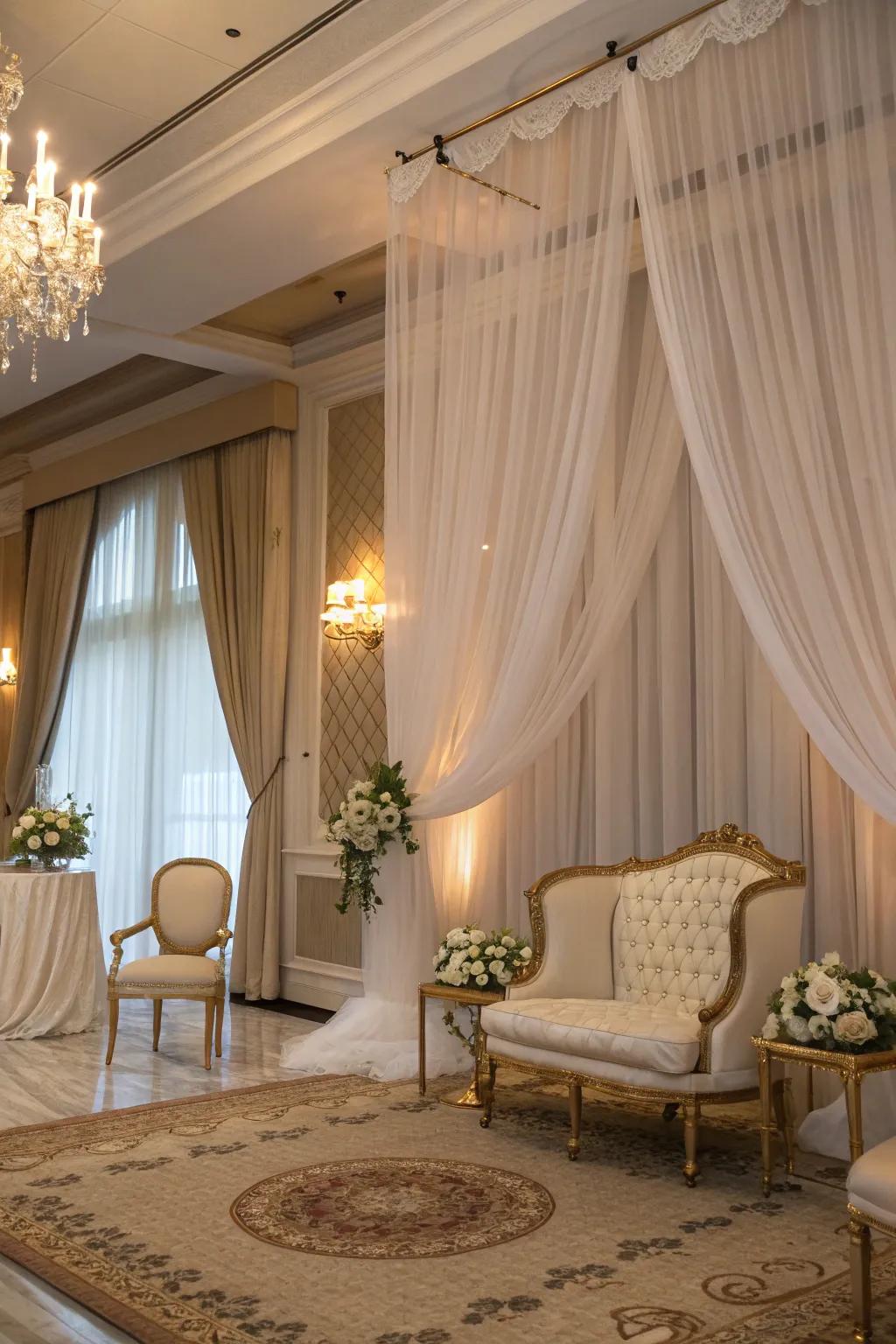 Draped fabrics bestow a gentle elegance upon any setting.