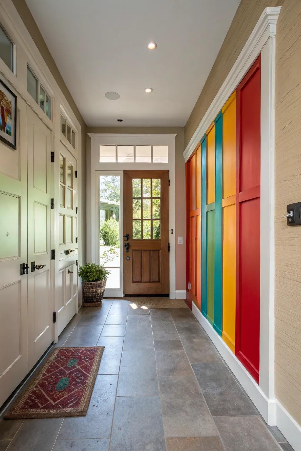 Make a striking statement with brightly colored wall finishing.