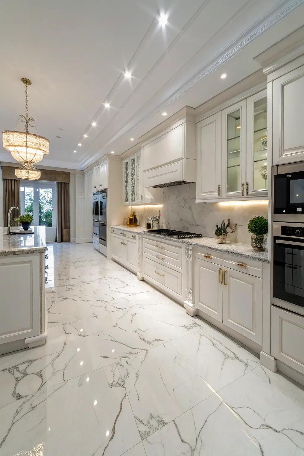 Realize timeless elegance with epoxy flooring, meticulously replicating the splendor of stone.
