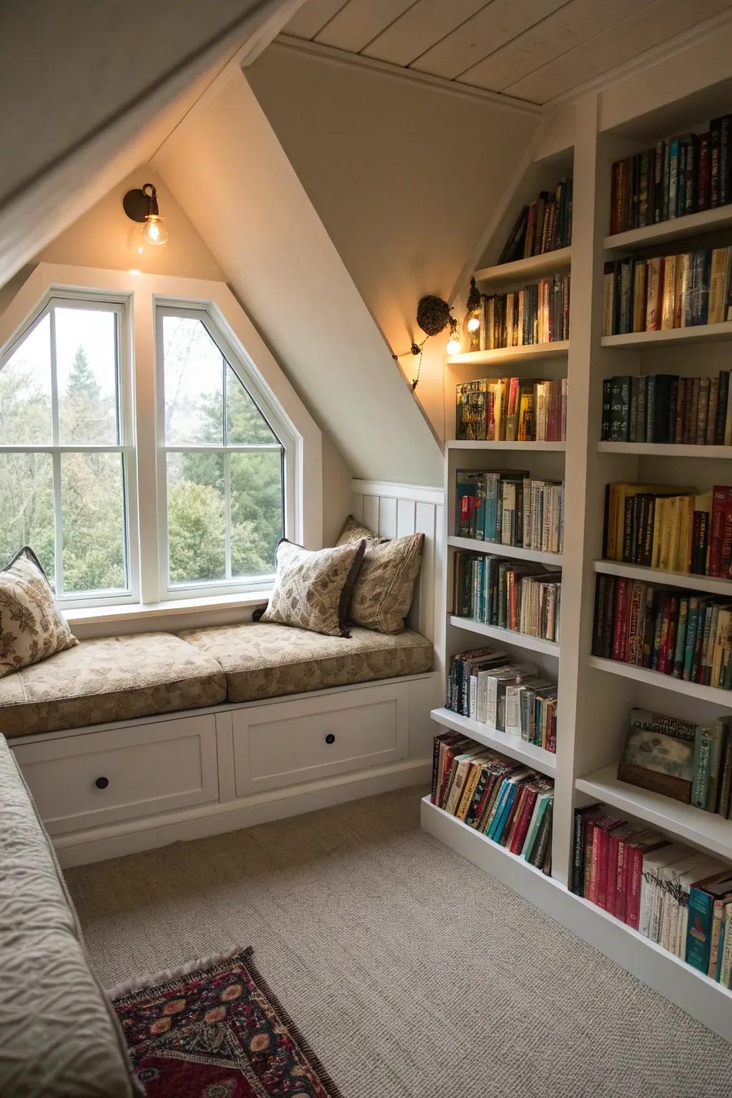An idyllic nook designed for bibliophiles seeking tranquility.
