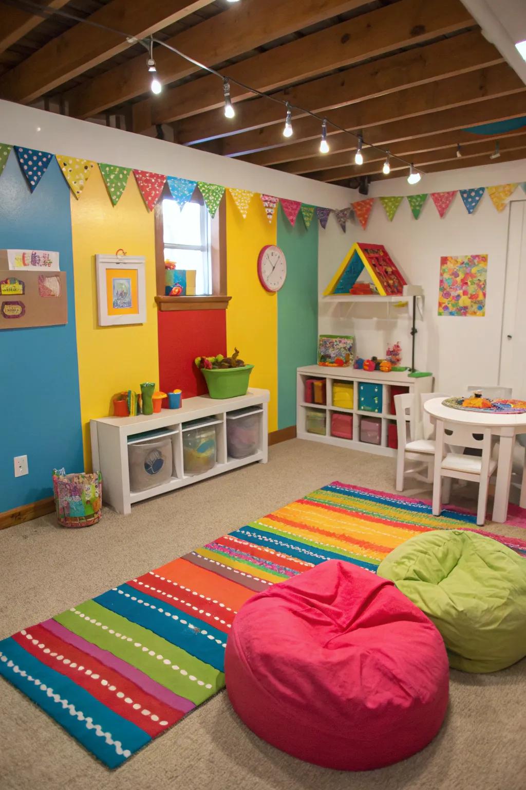 Design a delightful and secure play area for children within your crawl space.