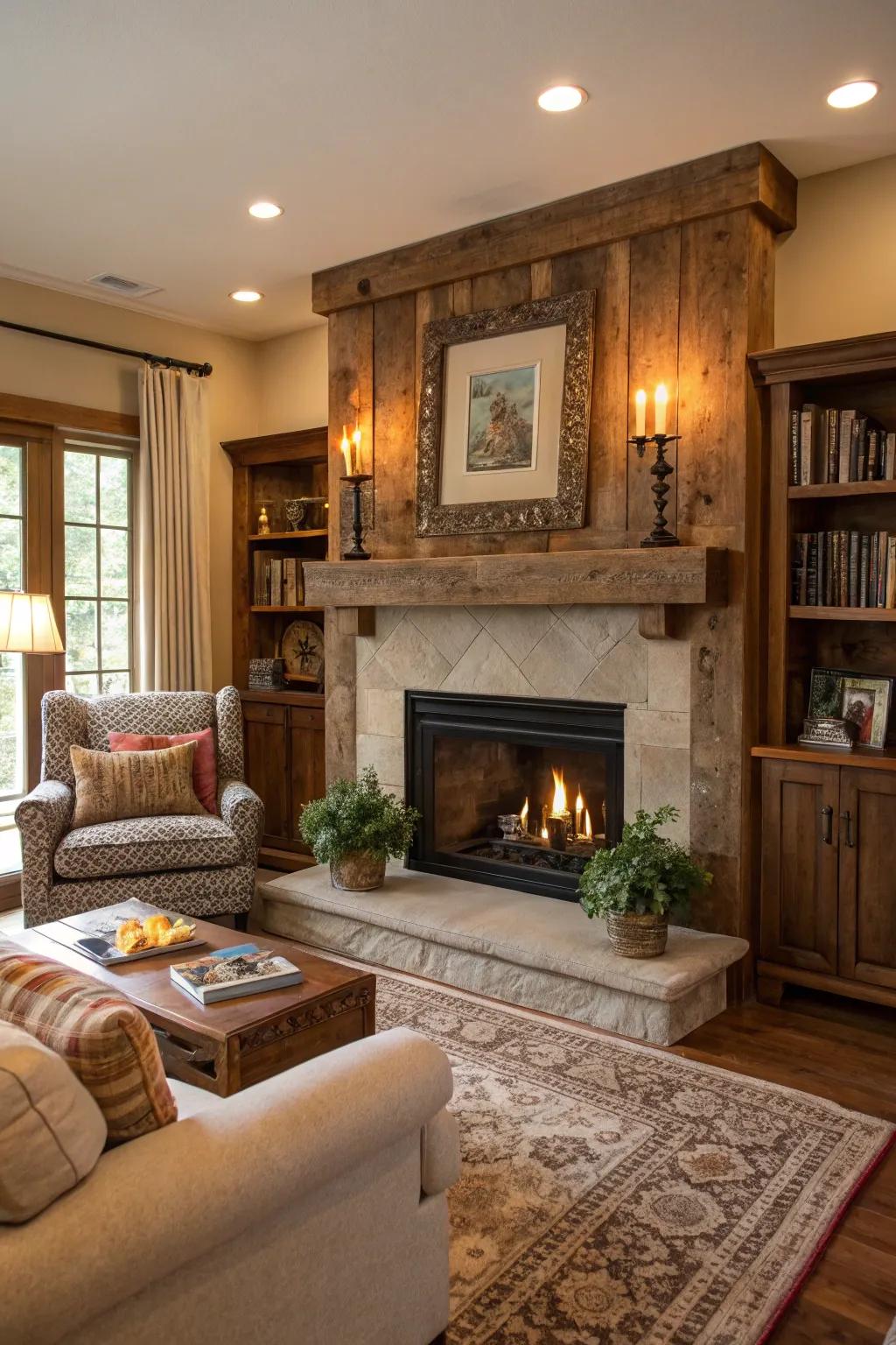 Wood highlights infuse character and warmth into your fireplace.
