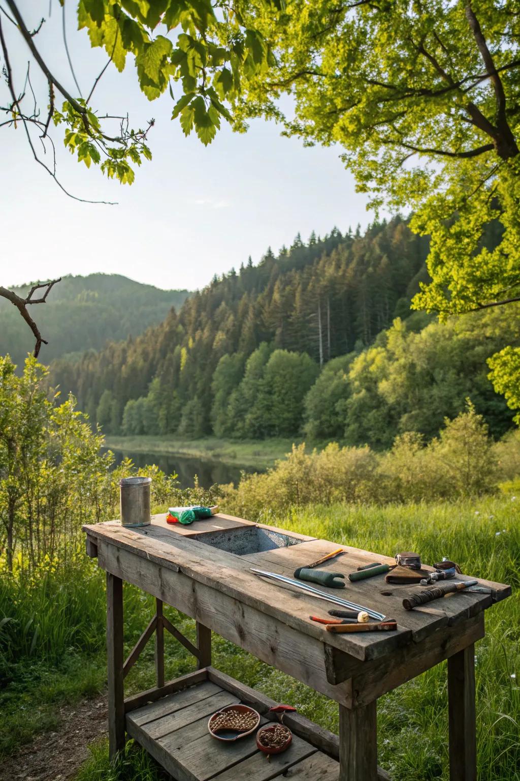 A functional and fashionable rustic wooden surface.