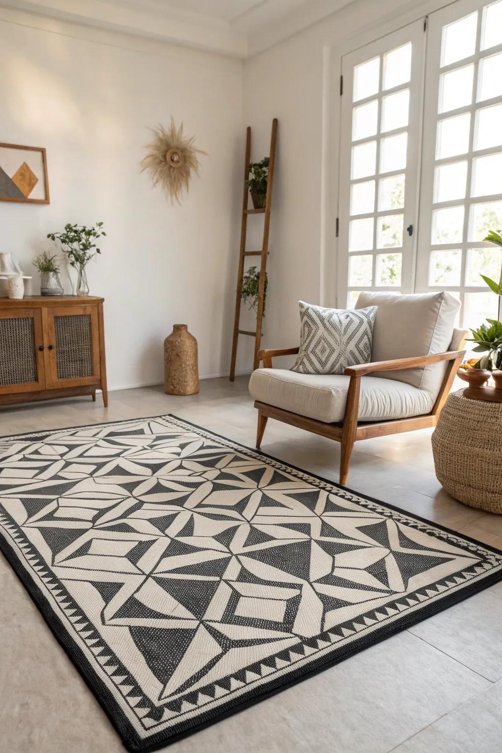 Geometric patterns have the power to transform a simple room into an engaging centerpiece.