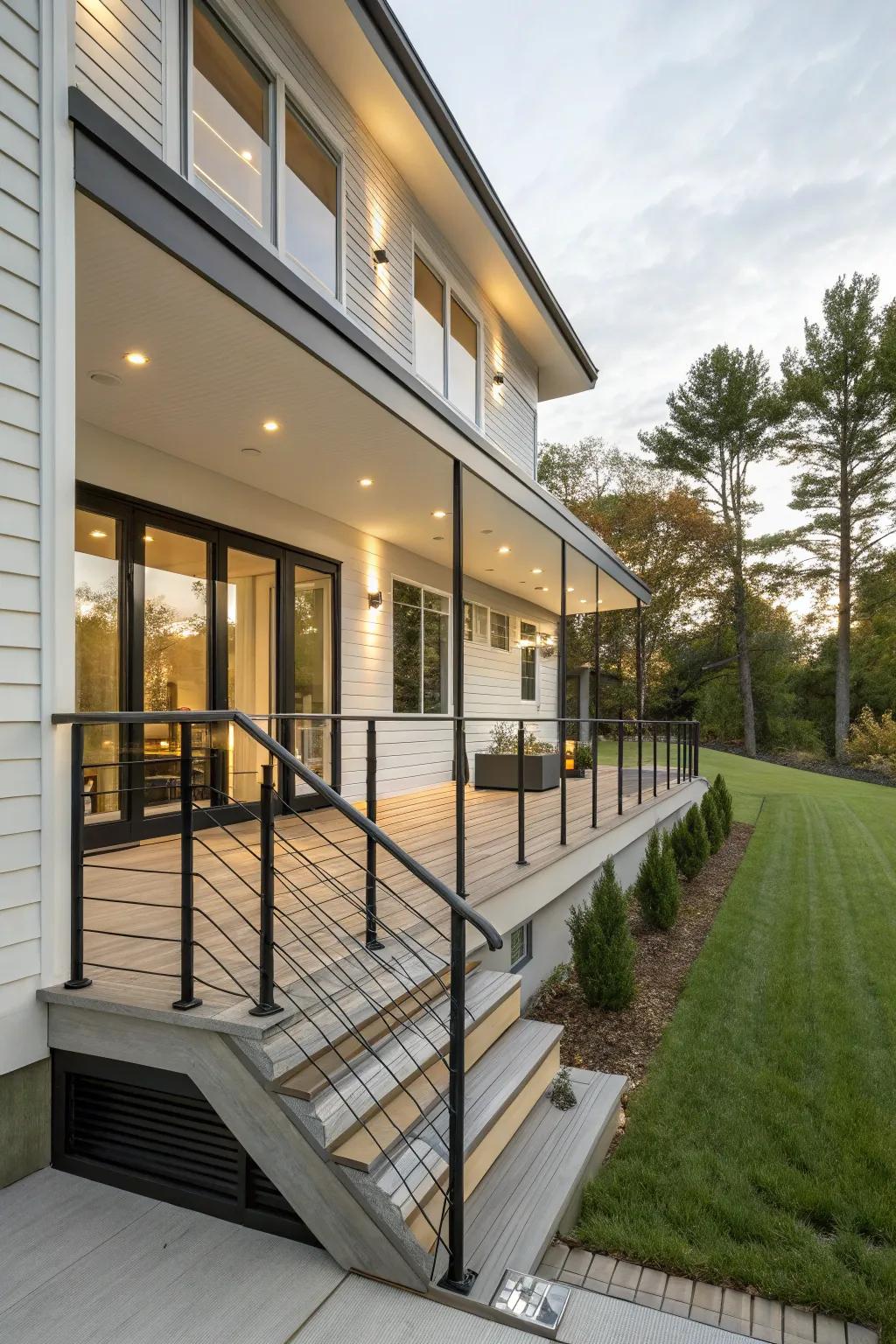 Refined cable railings adding a modern essence