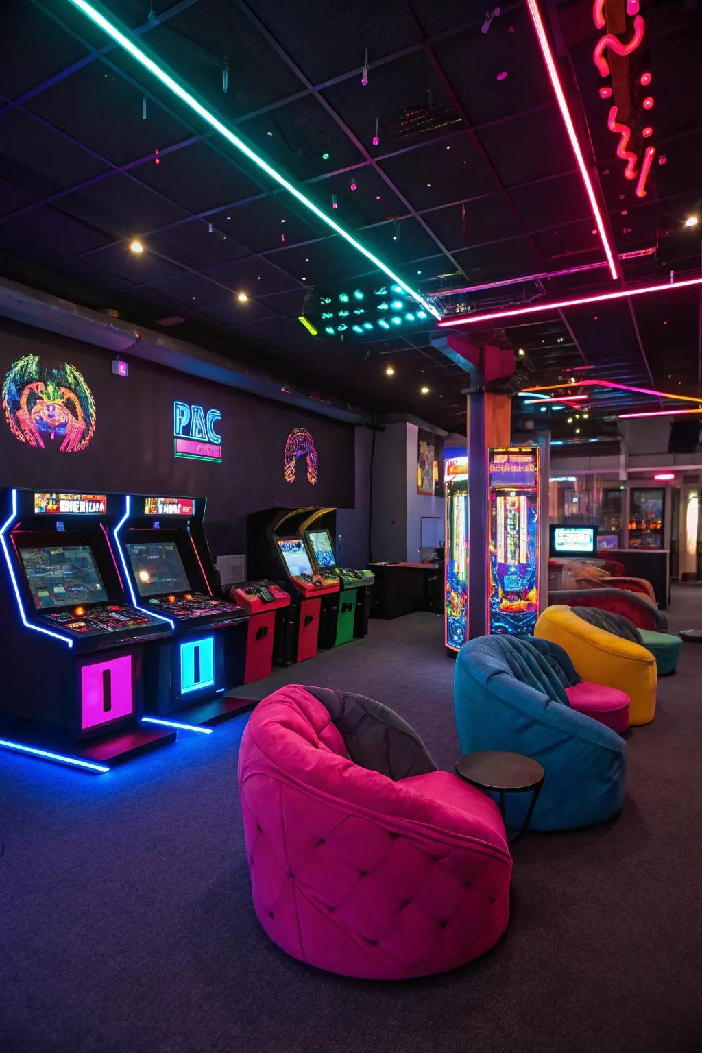 Electric accents inject lively energy into any game room.