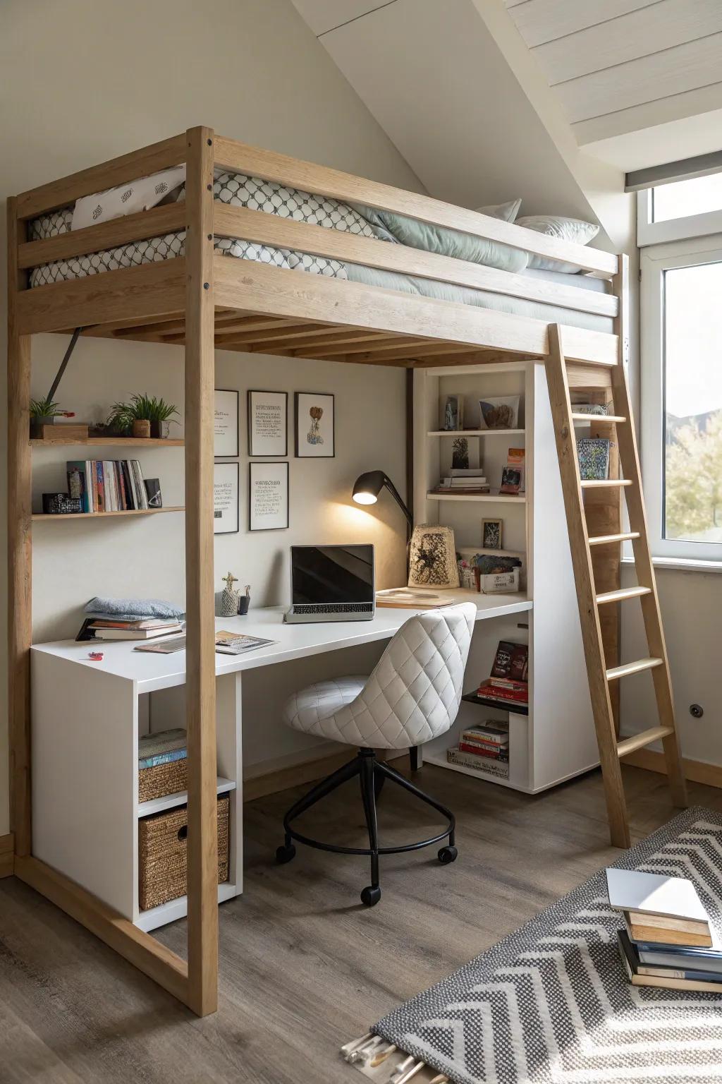 Transform your daughter's sleeping loft into a useful study zone.