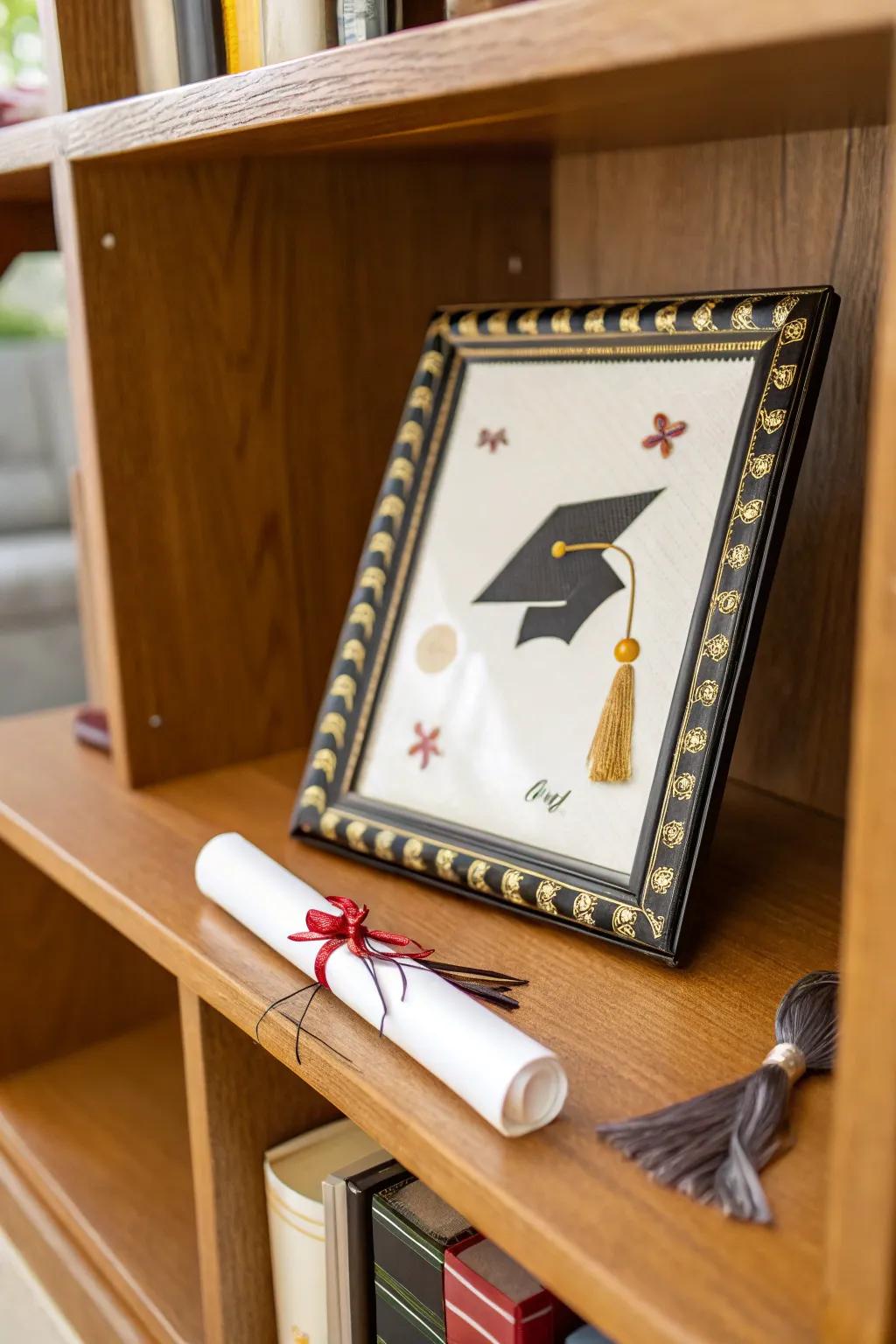Graduation symbols bring traditional charm to your display.