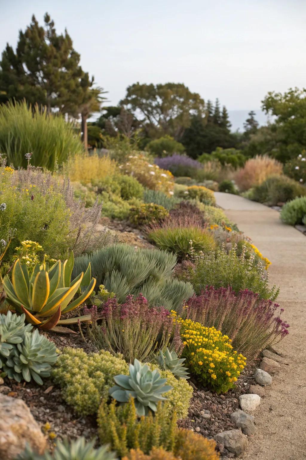 Drought-resistant plants offer beauty with minimal hydration.