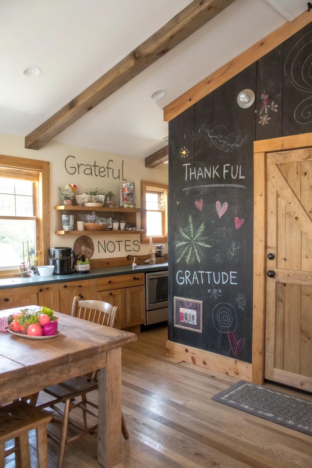 A slate display filled with expressions of gratitude.