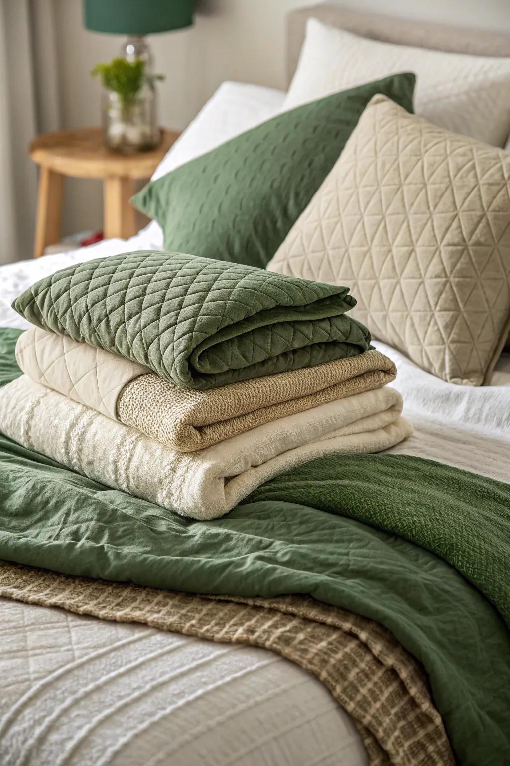 Varied textures impart an inviting warmth to the bedroom.