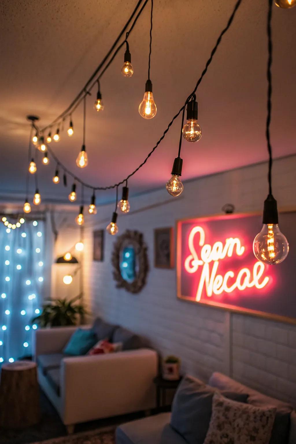 Somber illumination introduces a snug yet rebellious atmosphere to your grunge retreat.