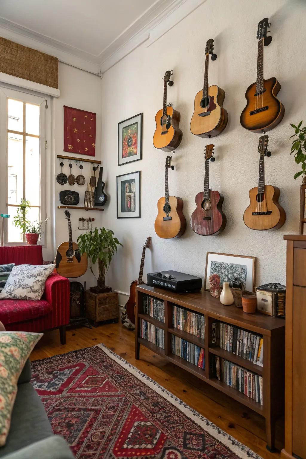 An eye-catching guitar arrangement adding visual intrigue.