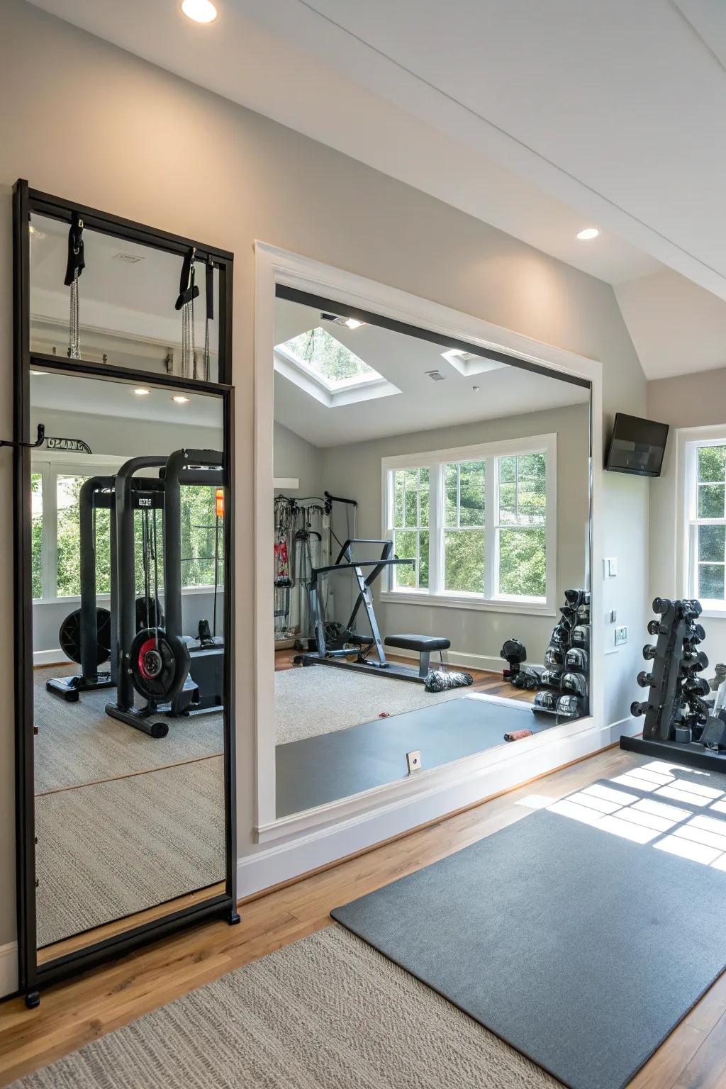 Employ reflectors to broaden your exercise space.