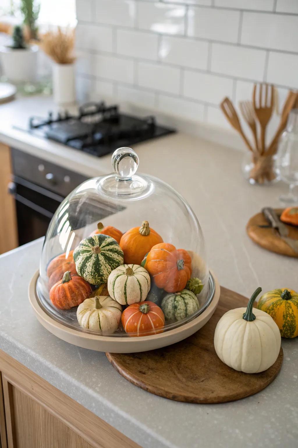 An enchanting dome showcasing a diverse collection of small gourds.